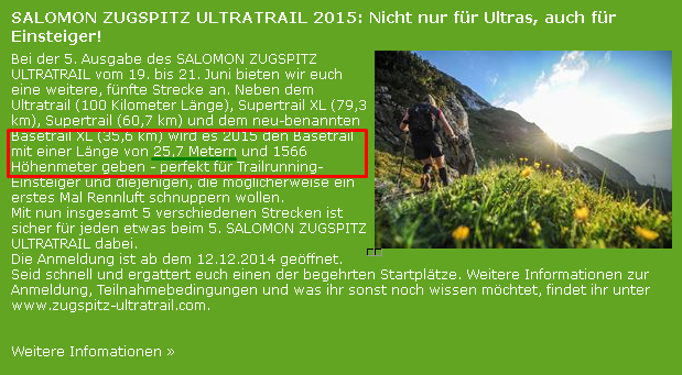 Plan B Newsletter 10/14: Salomon Zugspitz Trail 2015 - neue Kurzstrecke für Einsteiger